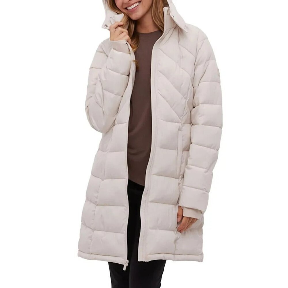 NEW Bench Women's M White Removable Hooded Puffer Coat Full Zip